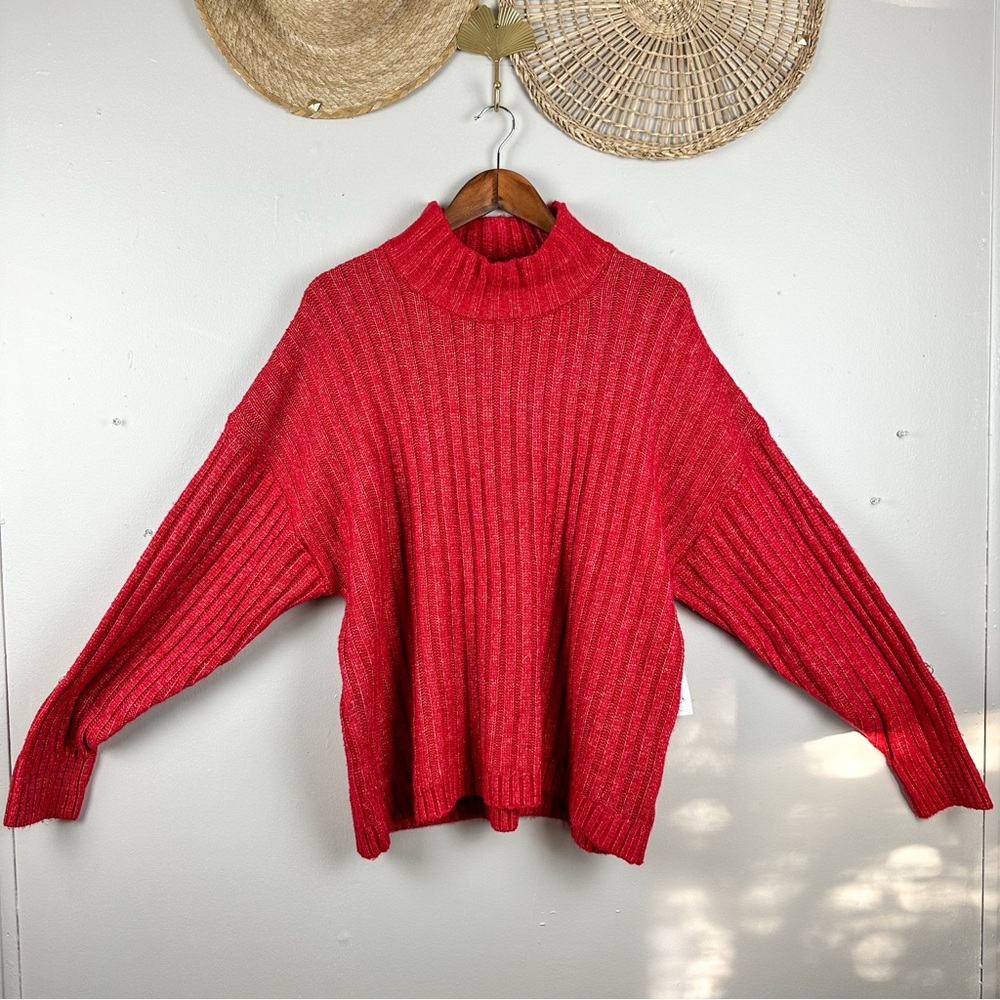 Time and Tru Red Plus Size Turtle Neck Knit Chunky Sweater - Picture 2 of 10